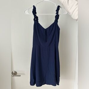 Sunday Best Navy Textured Tank Dress with Twisted Straps